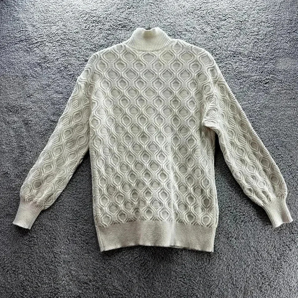 Talbots Large Cable Knit Sweater Pullover Stand Collar Cream Cozy Warm - Picture 6 of 9